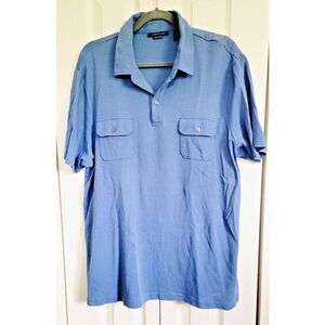 Perry Ellis XL Men’s Slate Blue Pima Cotton Polo Shirt Size XL‎ Pockets SS